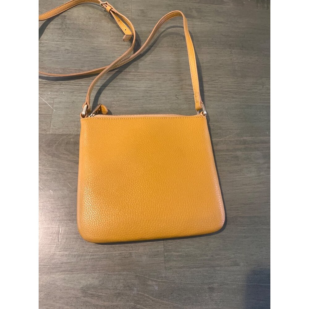 Lauren Ralph Lauren Yellow Leather Crossbody Purse With Adjustable Strap & Gold- - Picture 5 of 7
